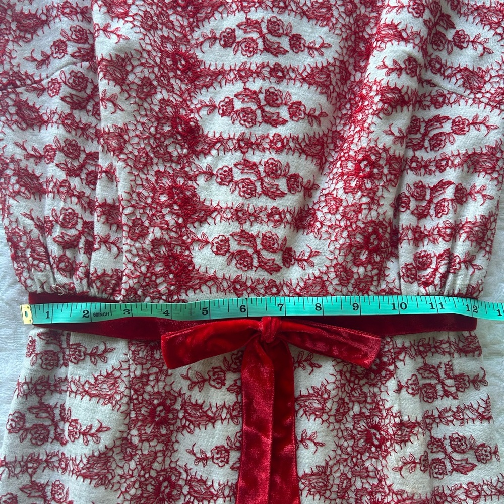 ❣️ *True Vintage* Pretty Red and Cream Embroidered Floral Dress - Picture 9 of 15